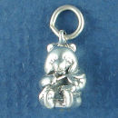 Chinese Panda Bear Charm Sterling Silver Pendant in 3D with Bamboo Shoot