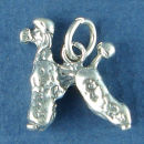 Dog Poodle Charm Sterling Silver Pendant in 3D