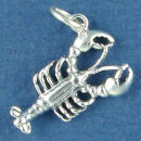 Lobster 3D Sterling Silver Charm Pendant