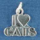 Cats, I Heart Love Word Phrase Sterling silver Charm Message Pendant