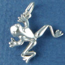 Frog 3D Jumping Sterling Silver Charm Pendant