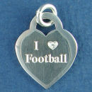 Football, I Love "Heart" Engravable Sterling Silver Charm Pendant