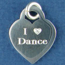 Dance, I Love "Heart" Engravable Sterling Silver Charm Pendant