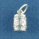 Beer Barrel 3D Keg Sterling Silver Charm Pendant