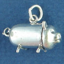 Piggy Bank for Saving Money 3D Sterling Silver Charm Pendant