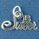 Sweet 16 Birthday Sterling Silver Charm Pendant add to a Charm Bracelet