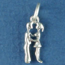 Couple Hugging 3D Sterling Silver Charm Pendant