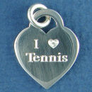 Tennis, I Love "Heart" Engravable Sterling Silver Charm Pendant