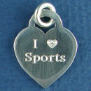 Sports, I Love "Heart" Engravable Sterling Silver Charm Pendant