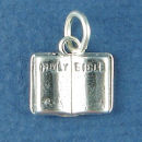 Religious Christian Holy Bible Book 3D Sterling Silver Charm Pendant