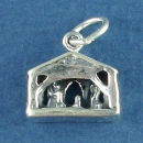 Christmas Nativity Scene with Joseph, Mary and Baby Jesus 3D Sterling Silver Charm Pendant