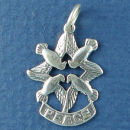 Peace Word Phrase with Four Doves Sterling Silver Charm Pendant