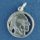 Indian Head Nickel 3D Sterling Silver Indian Charm Pendant