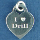 Drill, I Love "Heart" Engravable Sterling Silver Charm Pendant,Sports