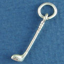 Golf Club with Ball 3D Sterling Silver Charm Pendant