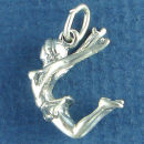 Cheerleader in Jumping Pose 3D Sterling Silver Charm Pendant