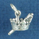 Crown and Scepter 3D Sterling Silver Charm Pendant