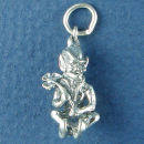 Leprechaun with Clover or Shamrock 3D Irish Sterling Silver Charm Pendant
