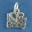 Baby, I Heart Love My Word Phrase Sterling Silver Charm Message Pendant