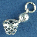 Sterling Silver Basketball Charm with Net