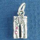 Ladies Blue Jean Pants Clothing with Pink Swarovski Crystal Sterling Silver 3D Charm Pendant