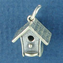 Birdhouse 3D Sterling Silver Charm Pendant