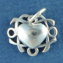 Heart with X and O Hugs and Kisses Sterling Silver Charm Pendant
