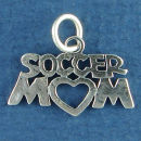 Soccer Mom with Open Heart Sports Sterling Silver Charm for Charm Bracelet or Necklace