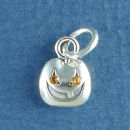 Halloween Jack O Lantern Pumpkin with Swarovski Crystal Sterling Silver Charm Pendant