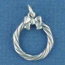 Christmas Wreath Sterling Silver Charm Pendant use with Charm Bracelet