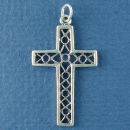 Cross Filigree Sterling Silver 3D Charm Pendant Sized