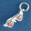 Sunglasses in Heart Shape with Red Crystal Sterling Silver Charm Pendant