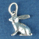 Bunny Rabbit Hare 3D Sterling Silver Charm Pendant