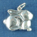 Bunny Rabbit Hare Sterling Silver Charm Pendant
