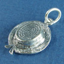 Straw Hat 3D Sterling Silver Charm Pendant