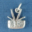 Picnic Basket  Flat Sterling Silver Charm Pendant