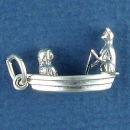 Owl and Pussycat in Boat 3D Sterling Silver Charm Pendant