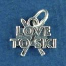 Love To Ski Charm Sterling Silver Pendant
