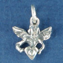Angel Charm Sterling Silver Pendant Holding a Heart