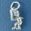 Baseball Player, Girl 3D Sports Sterling Silver Charm Pendant