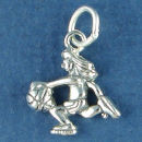 Basketball Player Girl Sports Sterling Silver Charm Pendant