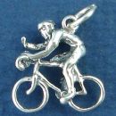 Bicycle with Male Bike Rider 3D Sterling Silver Charm for Charm Bracelet