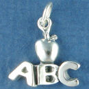 School Apple with ABC Letters Child's Sterling Silver Charm for Charm Bracelet