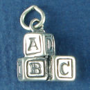 Baby Blocks 3D Toy Sterling Silver Charm Pendant