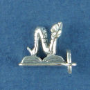 School Book Worm Child's 3D Sterling Silver Charm for Charm Bracelet or Necklace