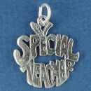 School Special Teacher in Shape of an Apple Word Sterling Silver Charm