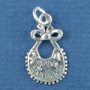 Baby Bib with Words Spit Happens Sterling Silver Charm Pendant