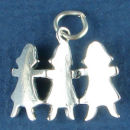 Paper Dolls 3D Sterling Silver Charm Pendant