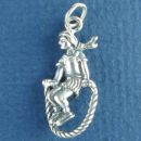 Girl with Jump Rope 3D Kids Game Sterling Silver Charm Pendant
