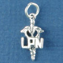 Caduceus LPN Medical Occupation Sterling Silver Charm Pendant